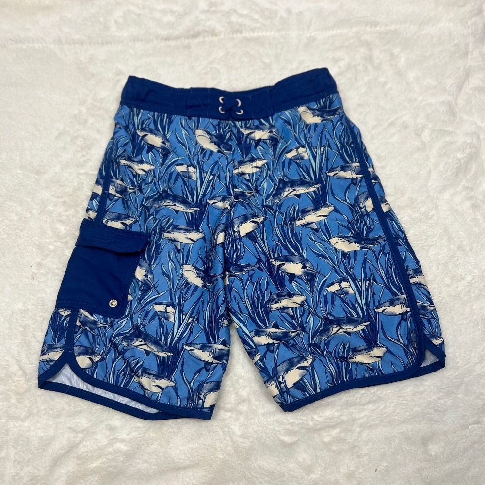 Cat & Jack Boys Shark Swim Trunks SZ L(12-14): Pre-Owned Summer Beach Pool Vacay